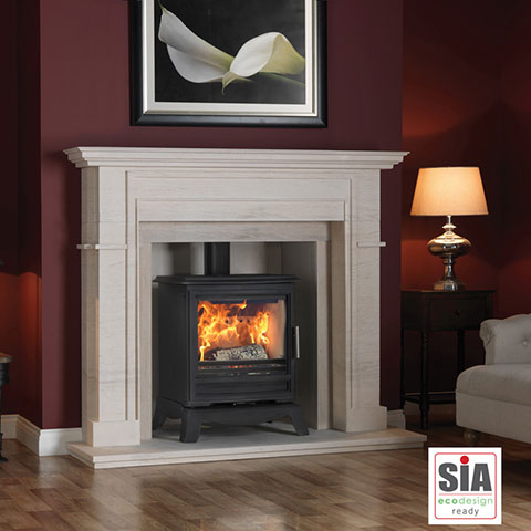 multi fuel stove with marble surround
