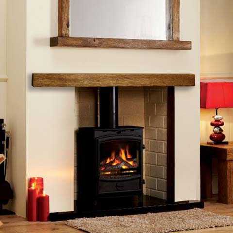 wooden fireplace beam