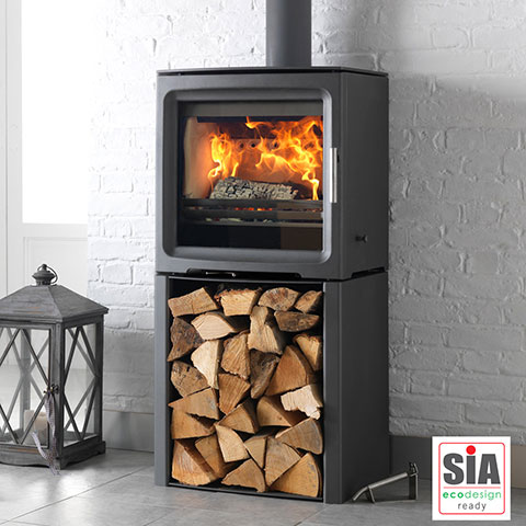 multi fuel stove with log store